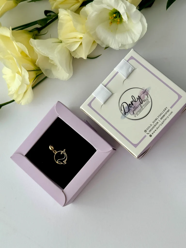 آویز طلا دایره و دلفین مینیمال زنانه دخترانه کادویی