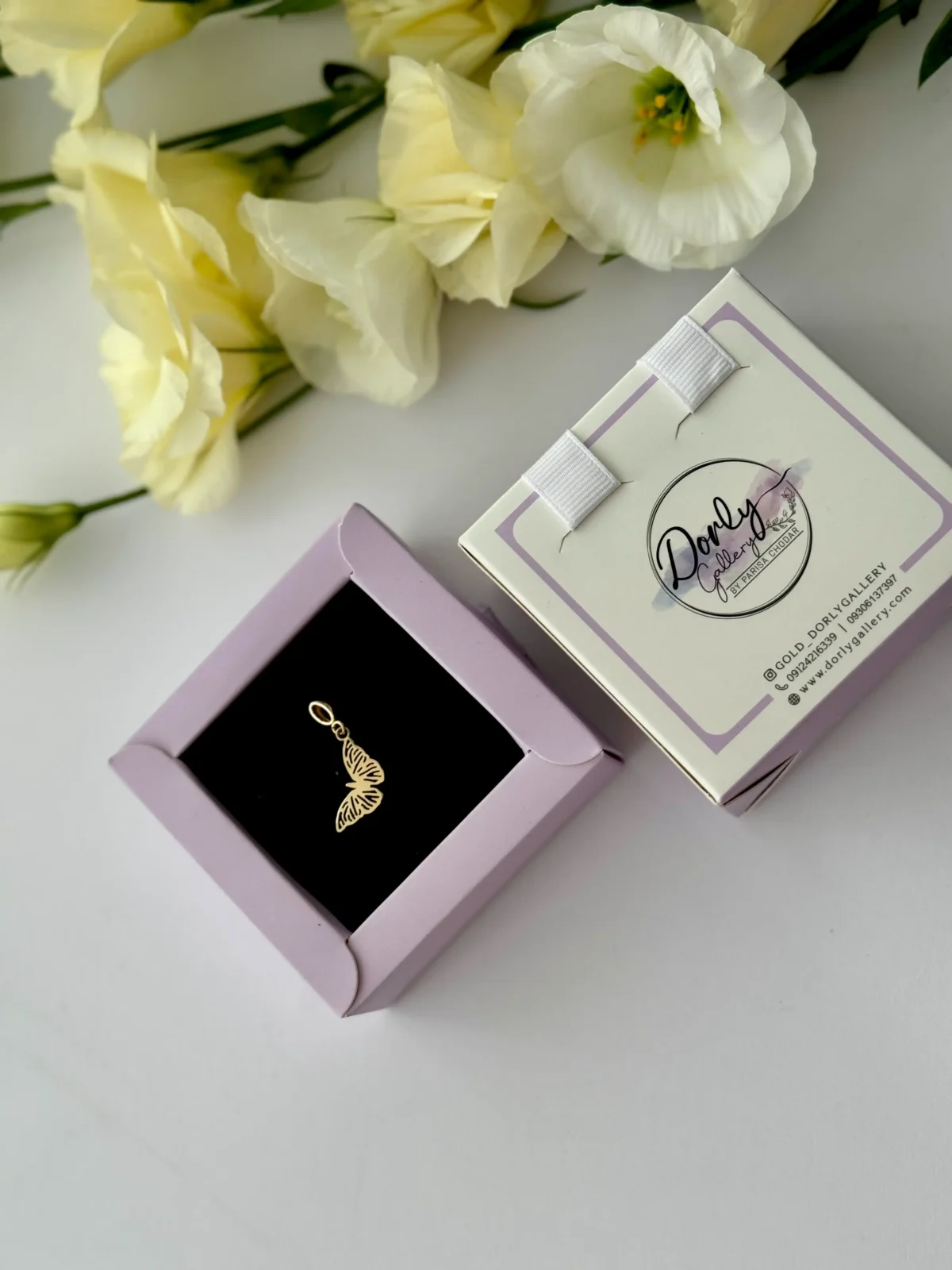 آویز طلا پروانه خطی زنانه دخترانه کادویی