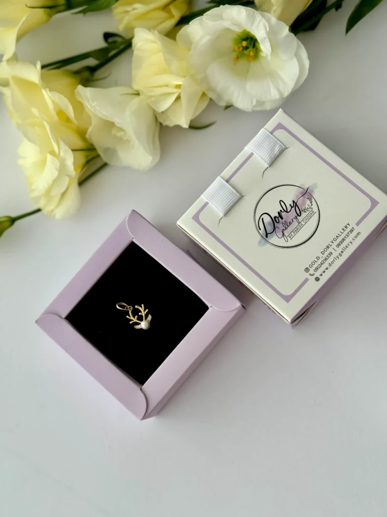 آویز طلا شاخ گوزن مرواریدی و نگین زنانه دخترانه کادویی