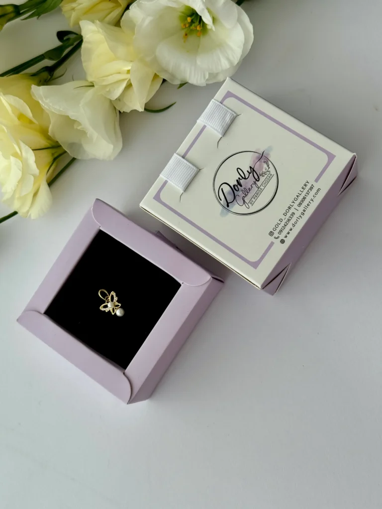 آویز طلا پروانه مرواریدی و نگین زنانه دخترانه کادویی