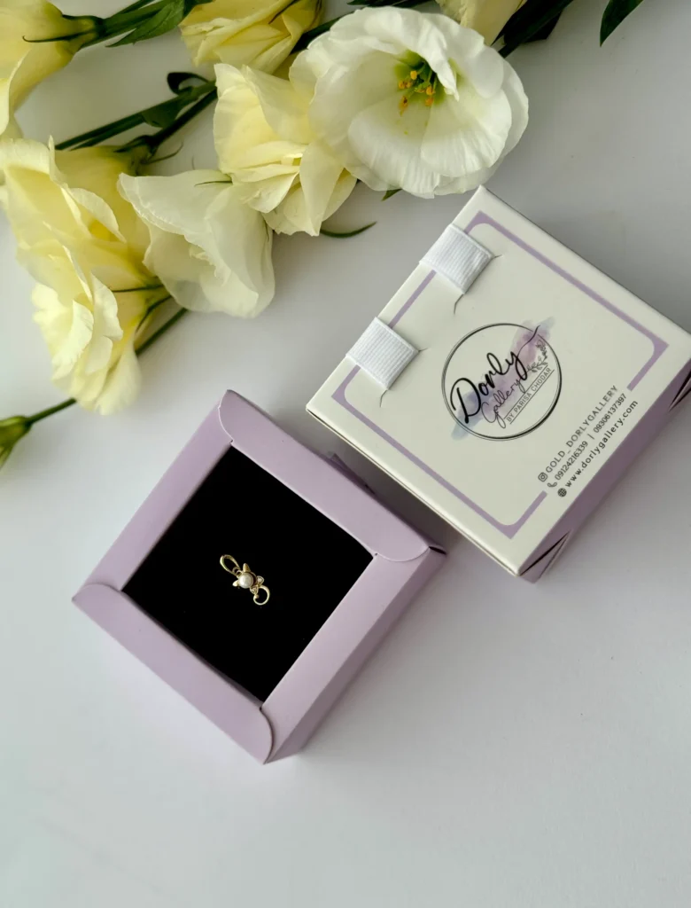 آویز طلا گربه مرواریدی و نگین زنانه دخترانه کادویی