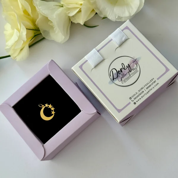 آویز طلا ماه و چهار ستاره لیزری زنانه دخترانه کادویی