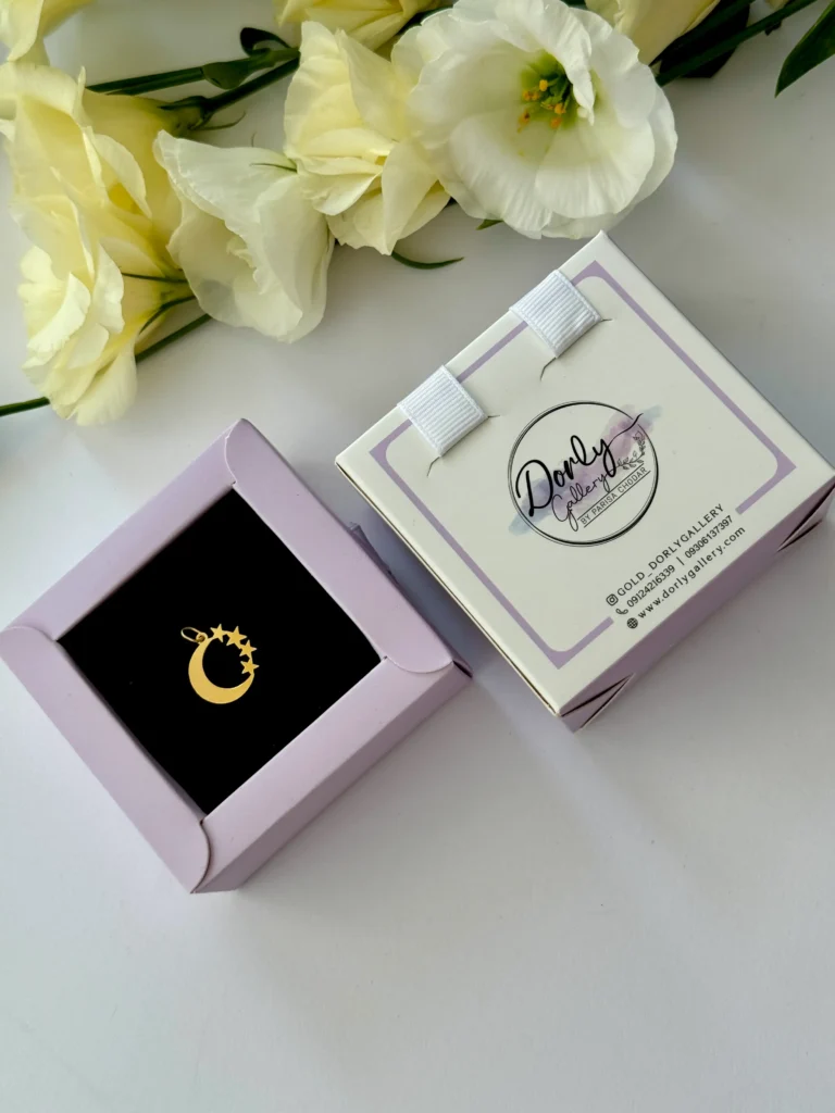 آویز طلا ماه و چهار ستاره لیزری زنانه دخترانه کادویی