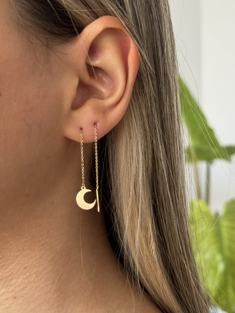 گوشواره طلا بخیه ماه زنانه دخترانه کادویی