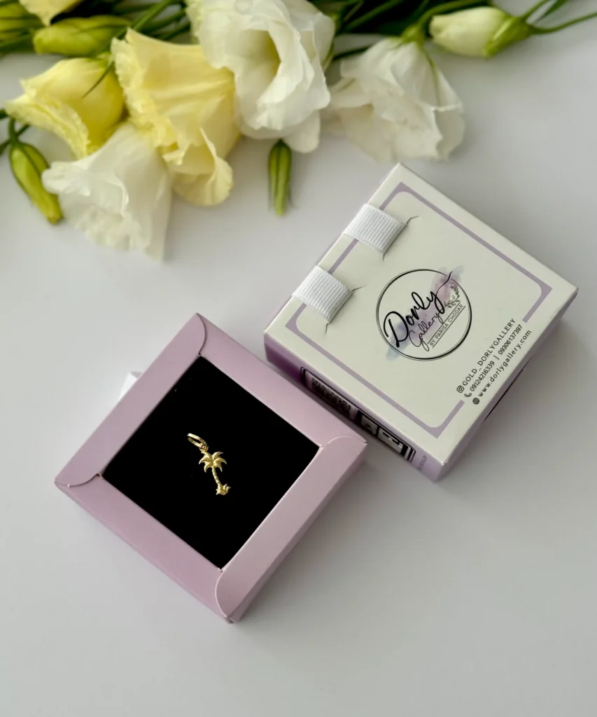 آویز طلا نخل سه بعدی زنانه دخترانه کادویی