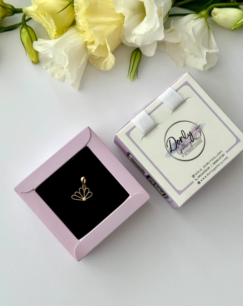 آویز طلا گل پنج پر صدفی زنانه دخترانه کادویی