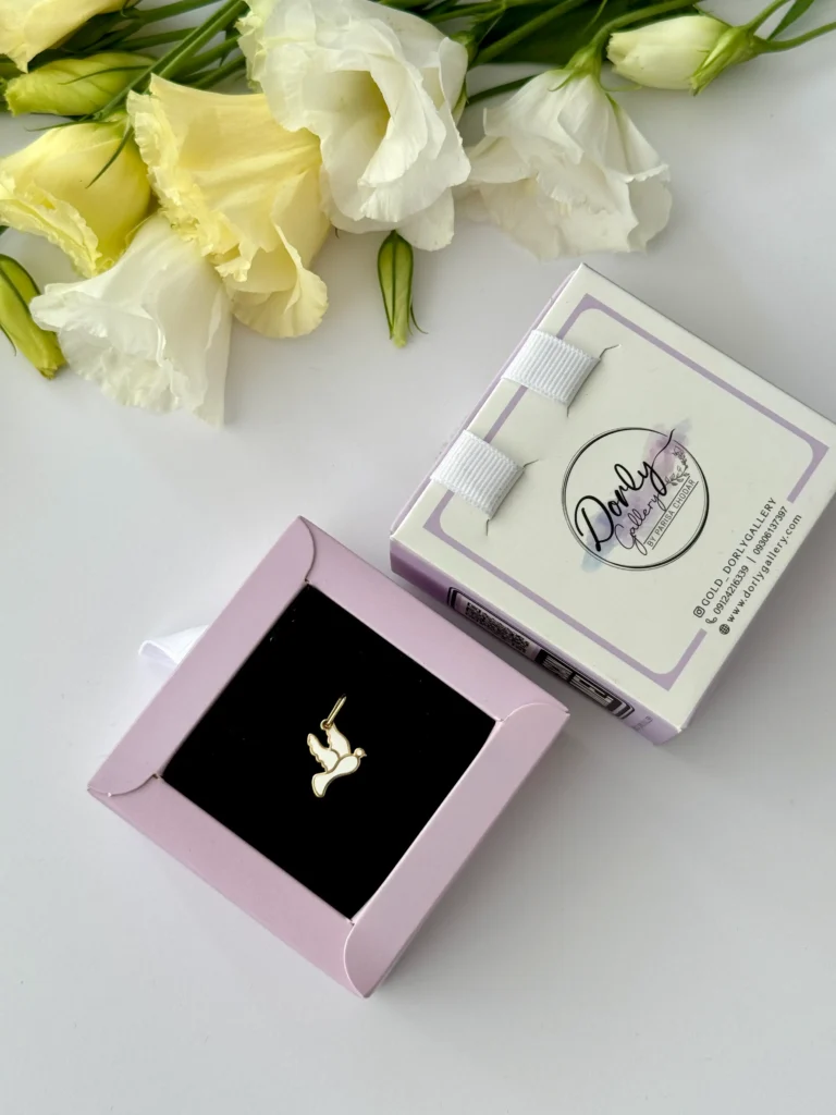 آویز طلا کبوتر سفید مینا کاری زنانه دخترانه کادویی