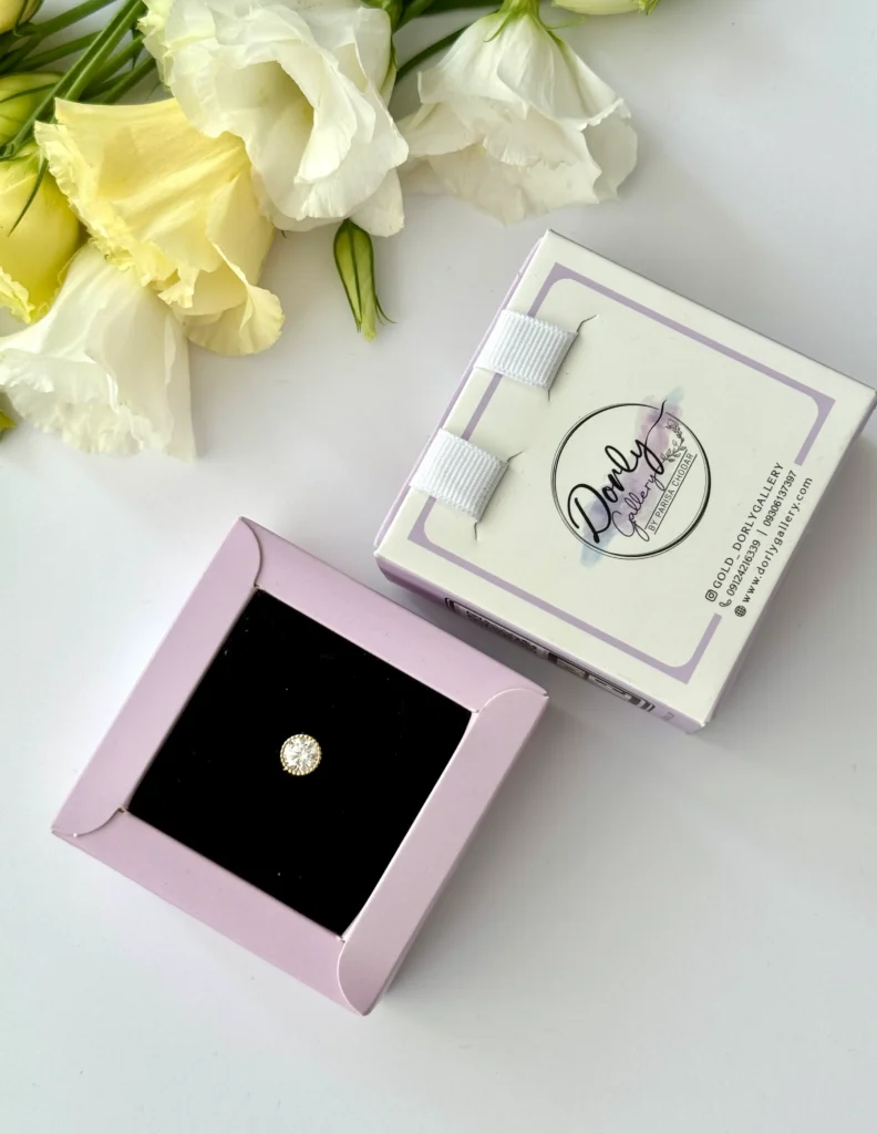 آویز طلا استوانه سه بعدی نگین دار زنانه دخترانه کادویی