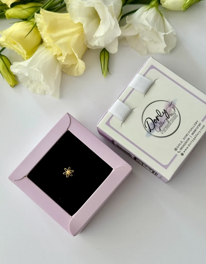 آویز طلا گل پنج پر سه بعدی تو خالی زنانه دخترانه کادویی