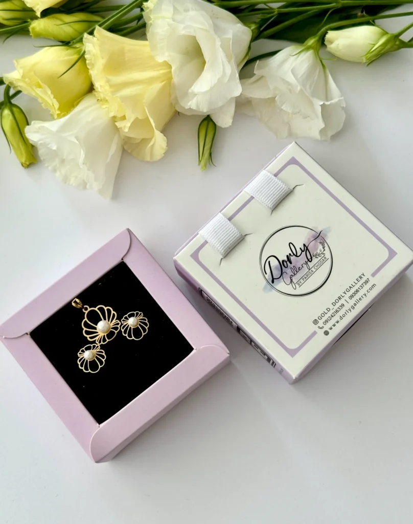 نیم ست طلا صدف لیزری مرواریدی زنانه دخترانه کادویی