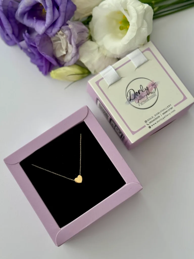 گردنبند طلا زنجیر متصل قلب آینه ای سه بعدی زنانه دخترانه کادویی