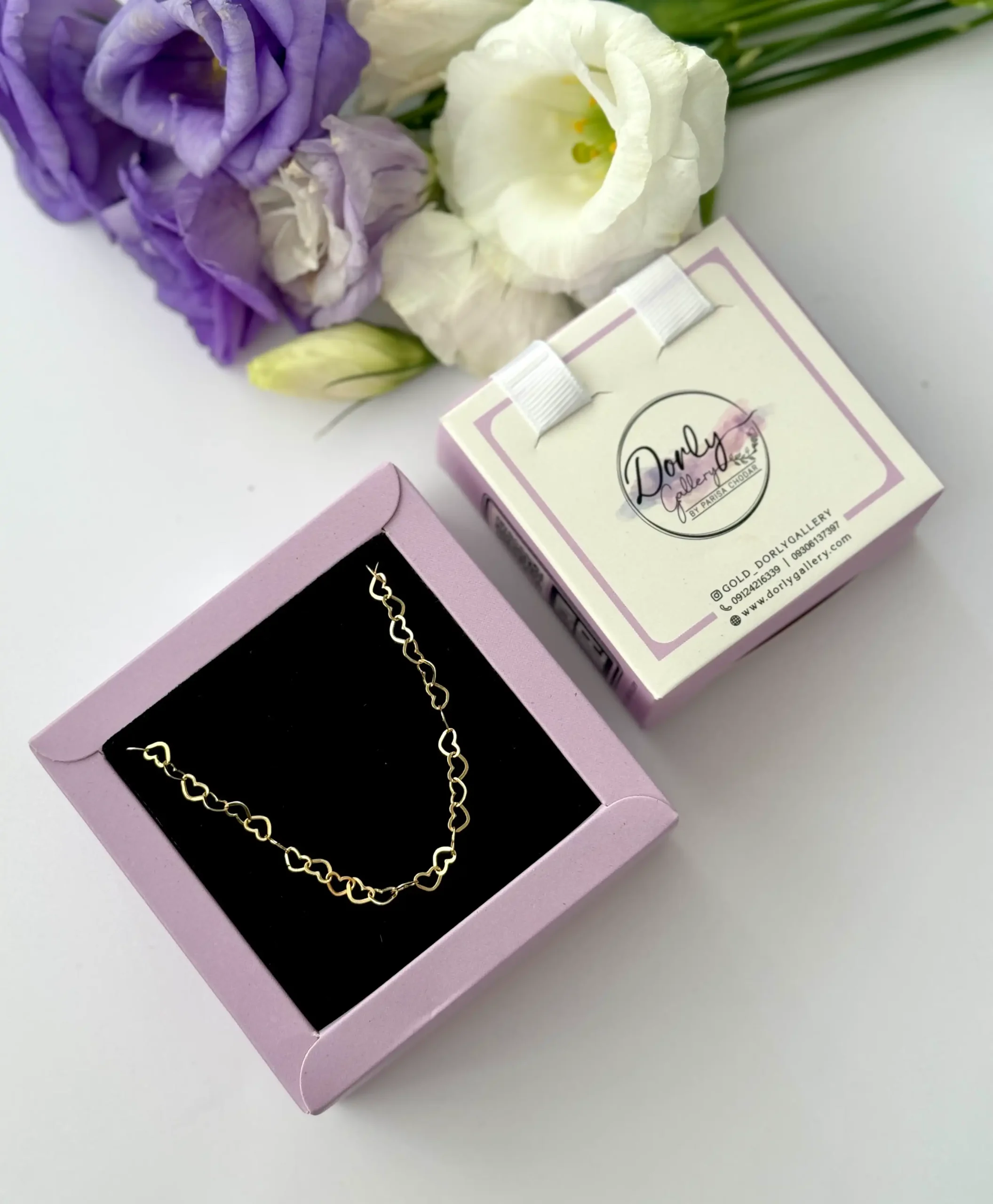 IMG_2705 گردنبند طلا زنجیر متصل چند قلب برعکس در هم زنانه دخترانه کادویی