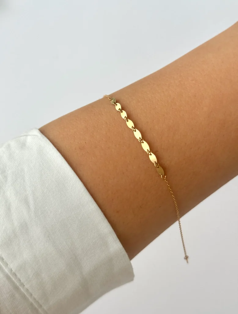 دستبند زنجیری طلا هرمس و هشت پولک بیضی زنانه دخترانه کادویی