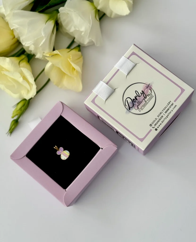 آویز طلا زنبور بال بنفش مینا کاری دخترانه کودکانه کادویی