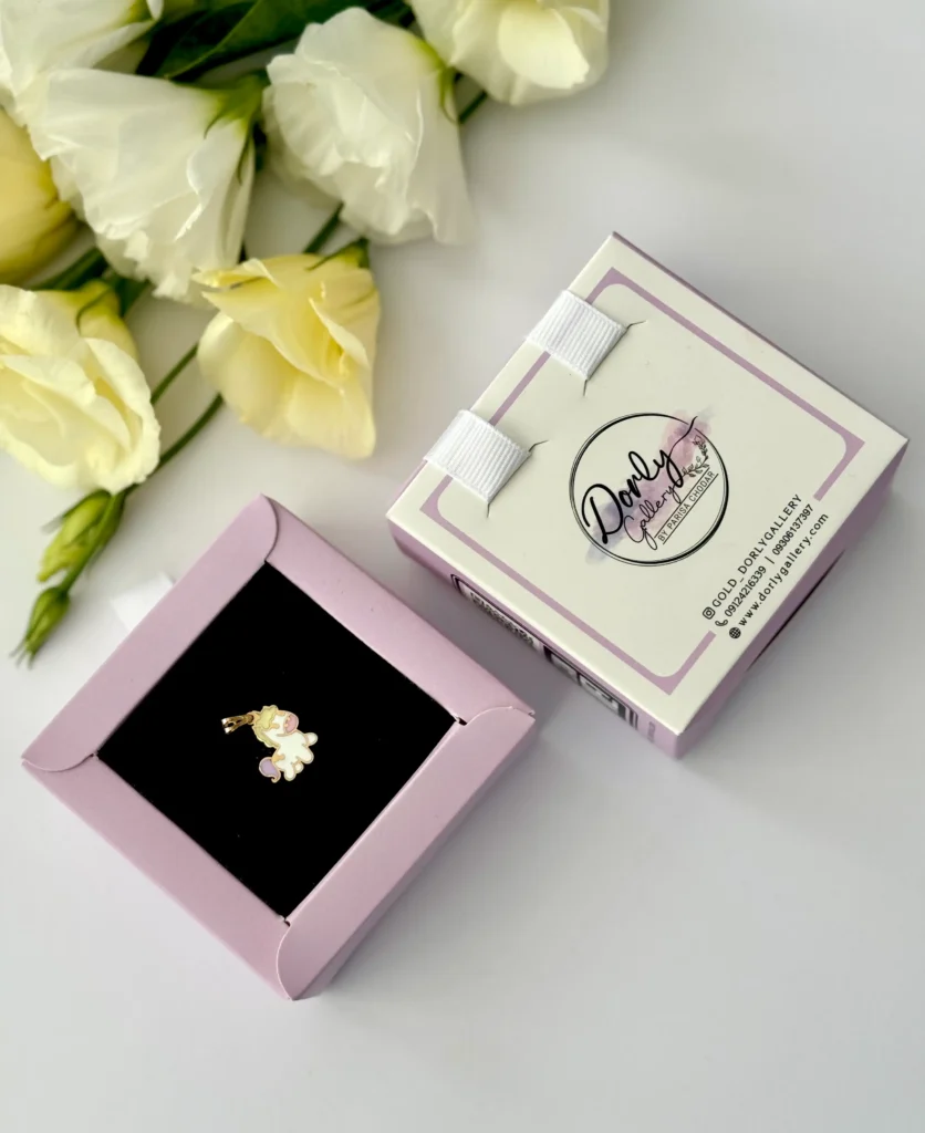 آویز طلا یونیکورن دم بنفش مینا کاری دخترانه کودکانه کادویی