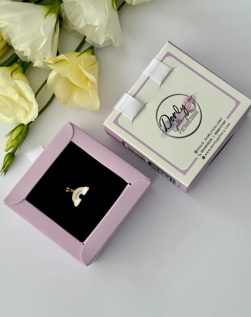 آویز طلا رنگین کمان و ابر مینا کاری زنانه دخترانه کودکانه کادویی