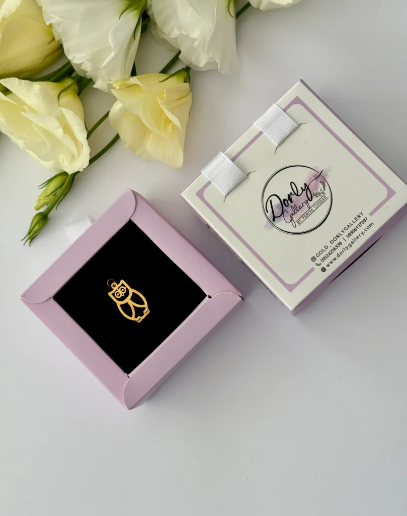 آویز طلا جغد خطی لیزری کودکانه زنانه دخترانه کادویی