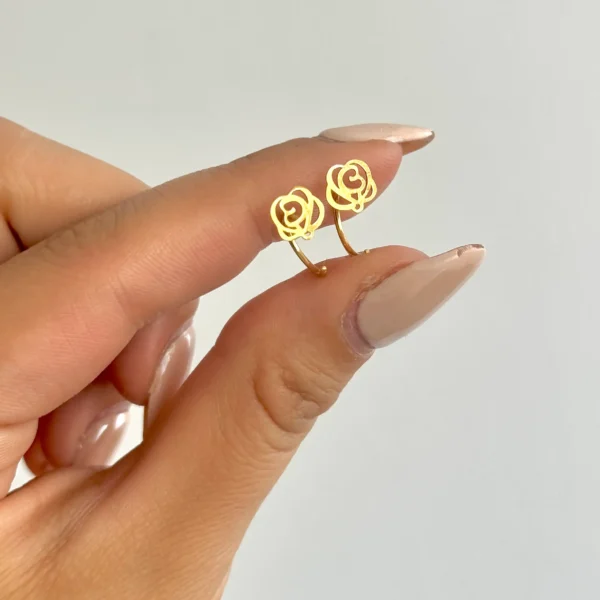 گوشواره طلا میخی گرد گل قلبی زنانه دخترانه کادویی