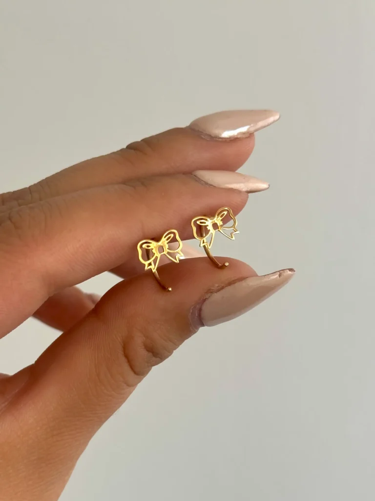 گوشواره طلا میخی گرد پاپیون تو خالی زنانه دخترانه کادویی