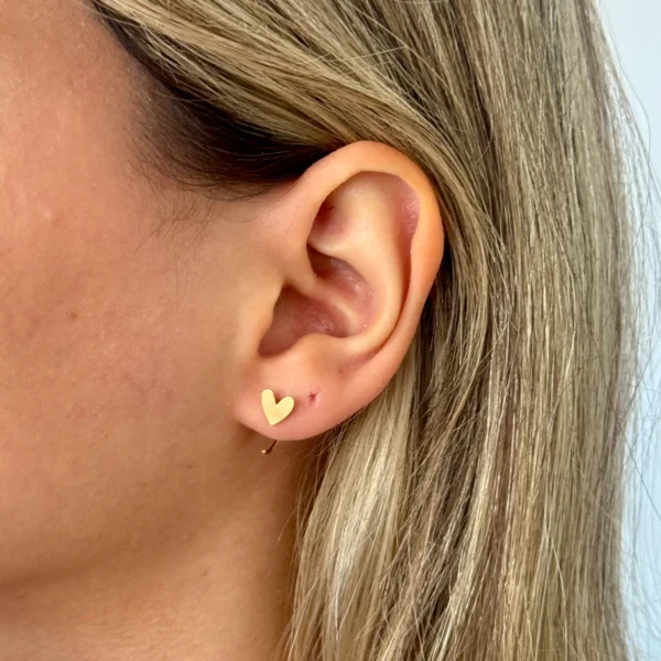 گوشواره طلا میخی گرد قلب تو پر کشیده زنانه دخترانه کادویی