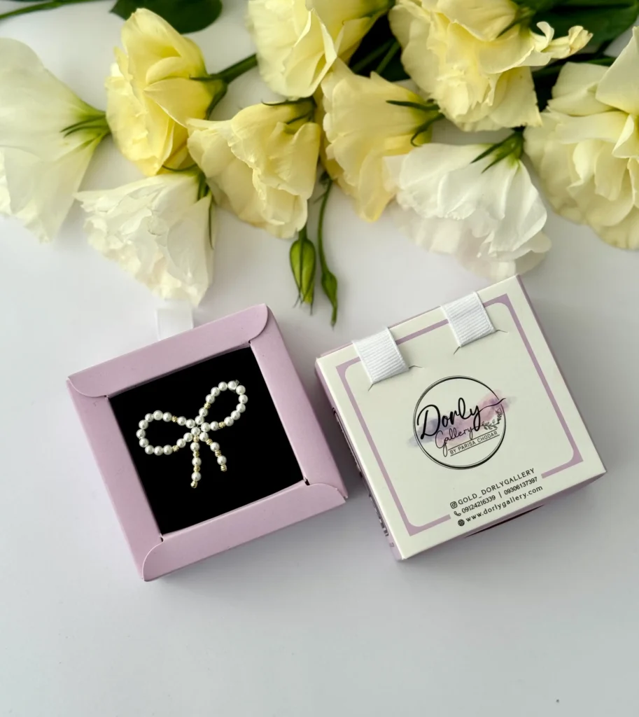 آویز طلا پاپیون مروارید و البرنادو زنانه دخترانه کادویی