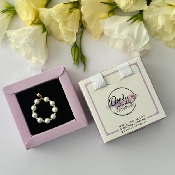 آویز طلا حلقه مروارید و گوی البرنادو زنانه دخترانه کادویی