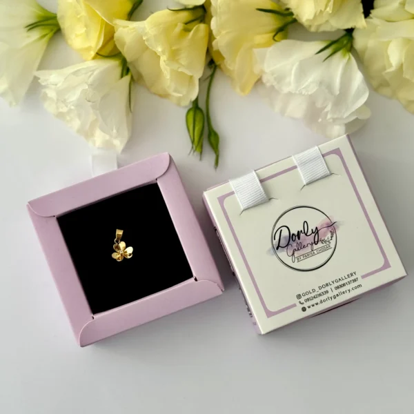 آویز طلا تک گل شش پر آینه ای نگینی زنانه دخترانه کادویی