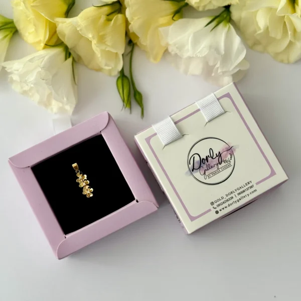 آویز طلا سه گل شش پر آینه ای نگینی زنانه کادویی