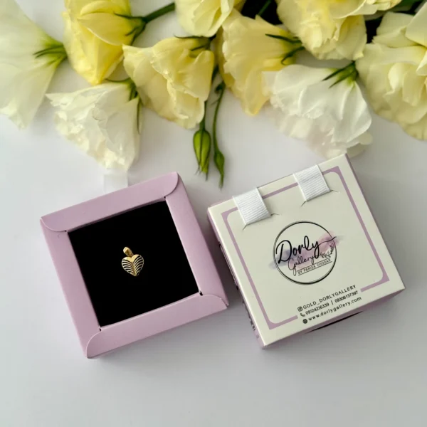 آویز طلا قلب برگی خط خطی زنانه دخترانه کادویی