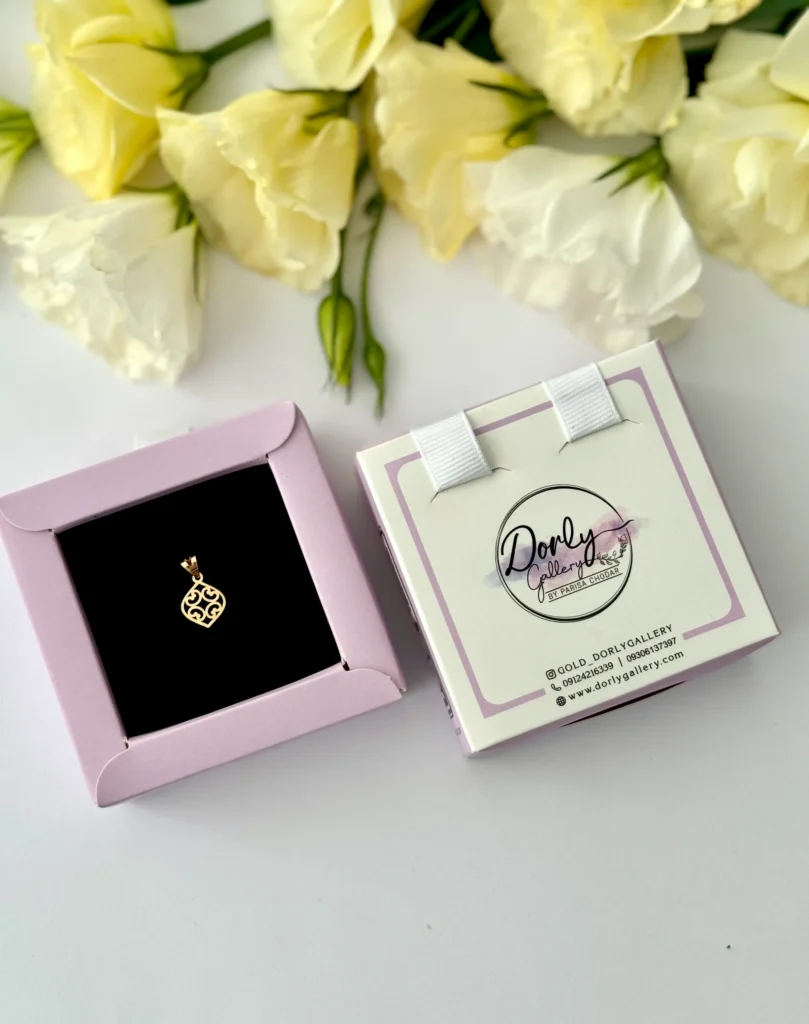 آویز طلا طرح اسلیمی قلبی لیزری زنانه دخترانه کادویی