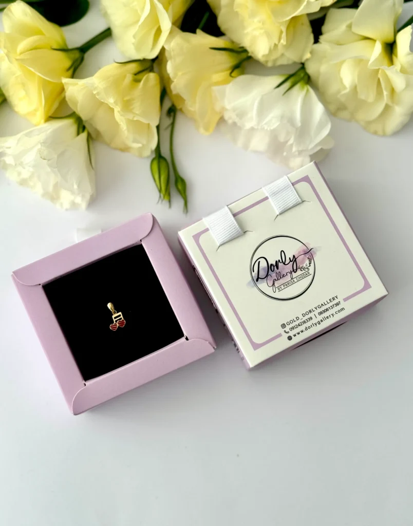 آویز طلا سل قلبی راه راه قرمز مینا کاری زنانه دخترانه کادویی