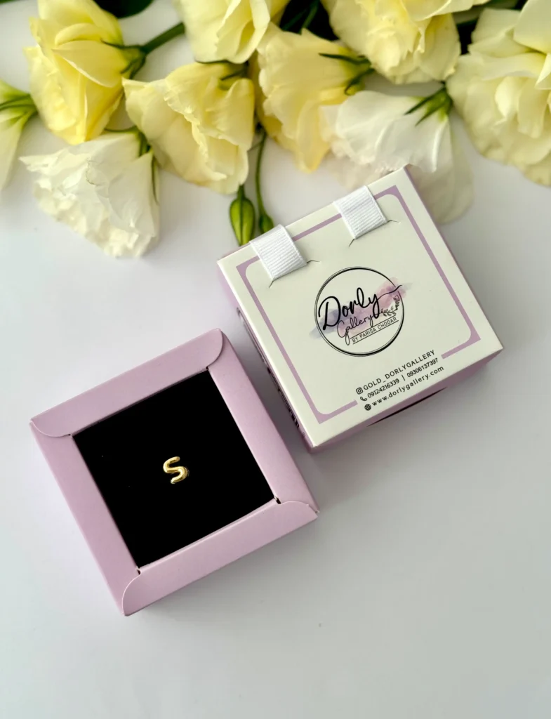 آویز طلا حرف S سه بعدی بادکنکی زنانه دخترانه کادویی