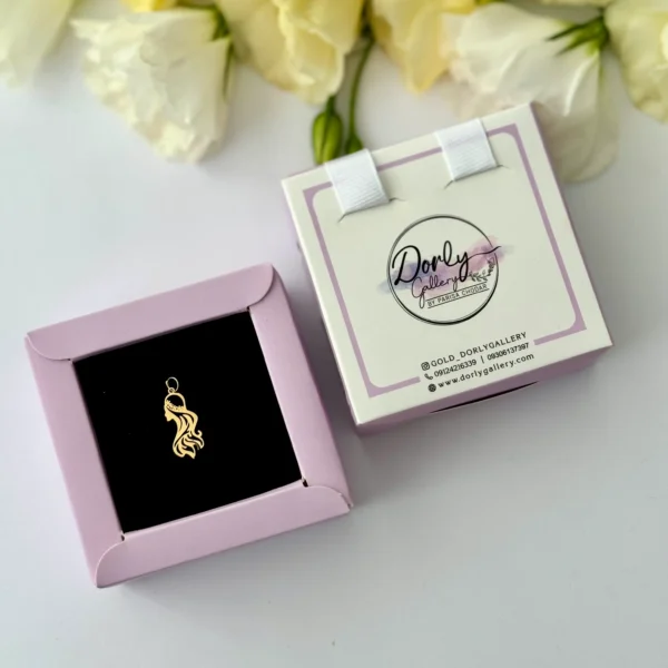 آویز طلا گیسو کمند تل گلی لیزری زنانه دخترانه کادویی