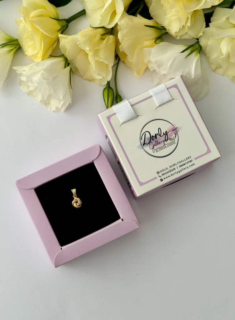 آویز طلا گره کلمی سه رنگ زنانه دخترانه کادویی