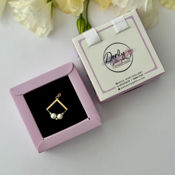 آویز طلا لوزی و دو مروارید و سه گوی البرنادو زنانه دخترانه کادویی