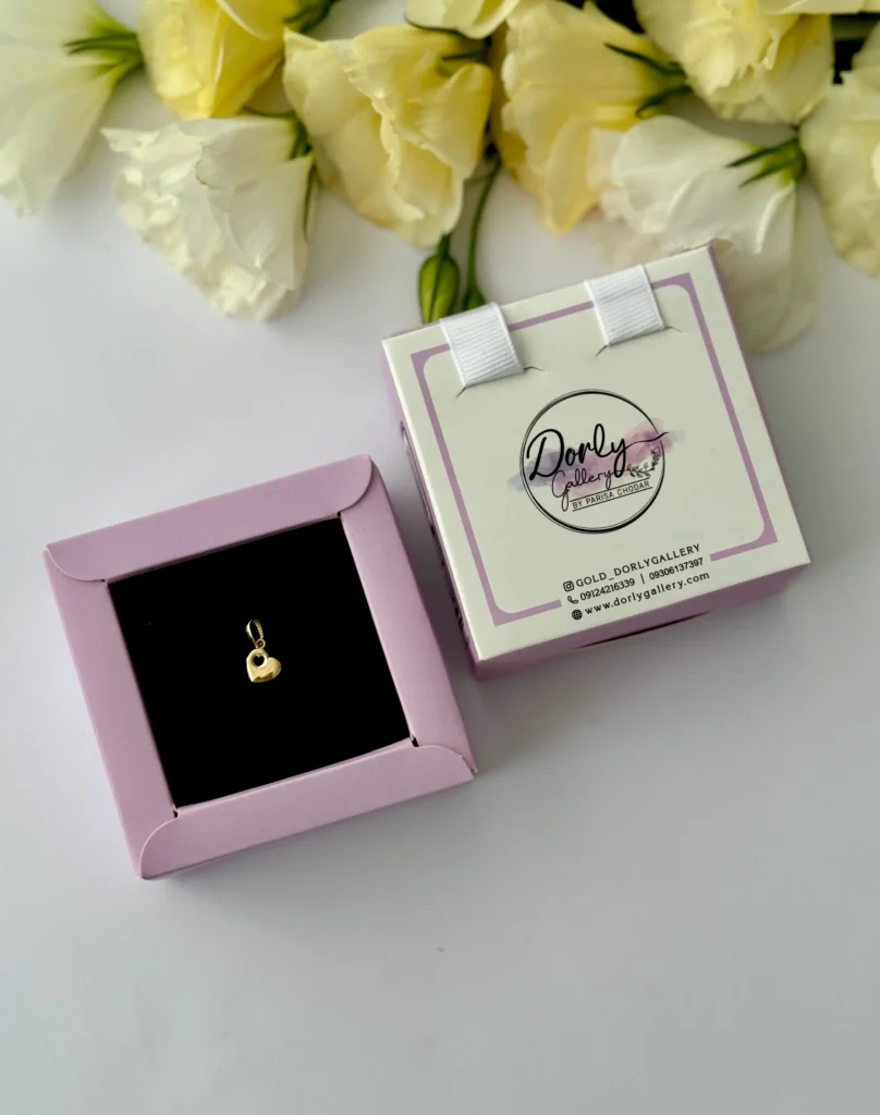 آویز طلا قلب کوچک در قلب بزرگ مورب زنانه دخترانه کادویی