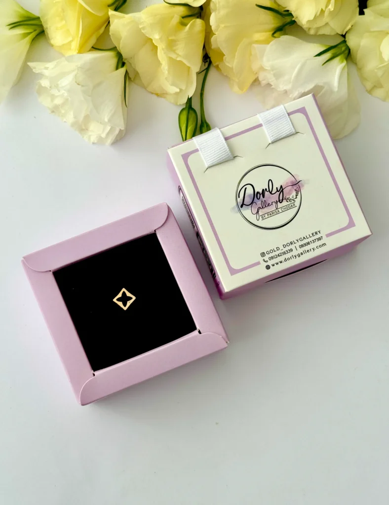 آویز طلا LV سه بعدی تو خالی پشت خالی زنانه دخترانه کادویی