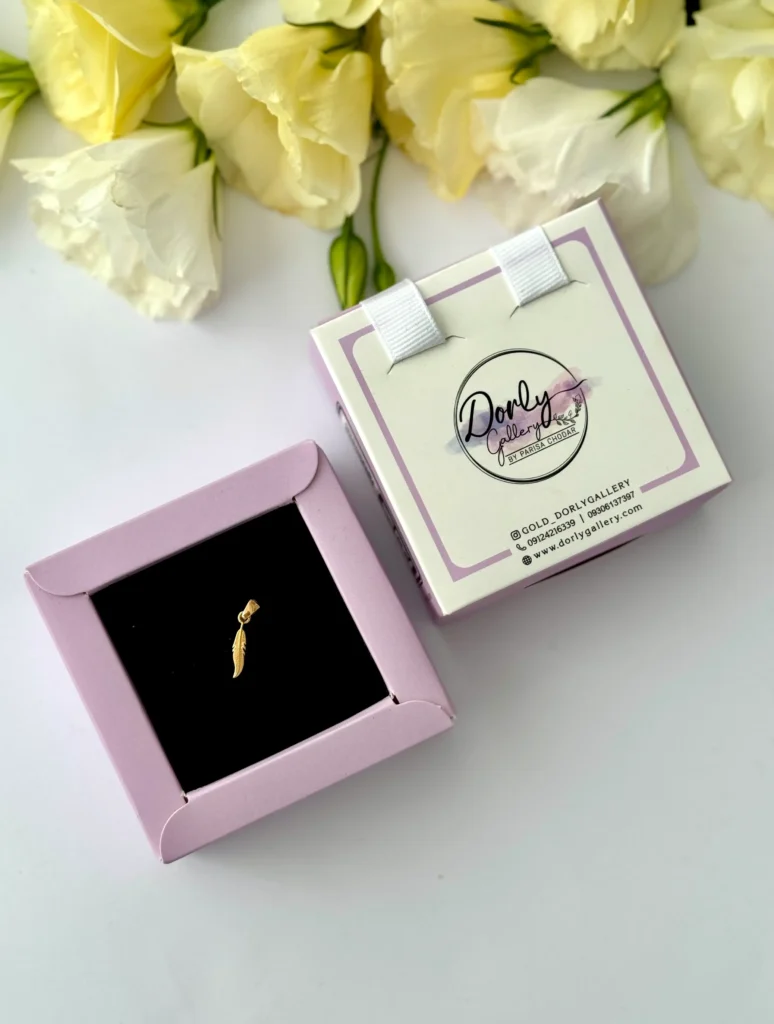 آویز طلا پر عمودی ریخته زنانه دخترانه کادویی