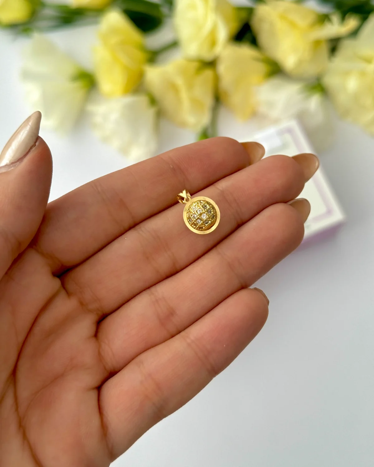 آویز طلا گوی سوارفسکی طلایی مشبک نگین نقره ای زنانه دخترانه کادویی