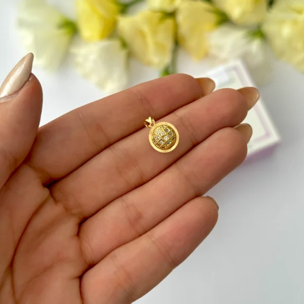 آویز طلا گوی سوارفسکی طلایی مشبک نگین نقره ای زنانه دخترانه کادویی