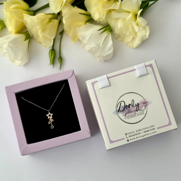 گردنبند طلا زنجیر متصل چهار ستاره نگینی زنانه دخترانه کادویی