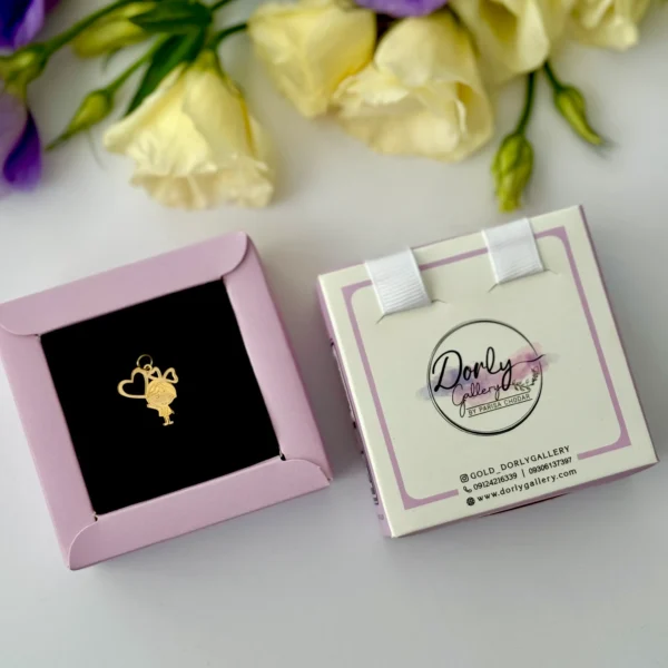 آویز طلا دختر و قلب خطی حکاکی لیزری دخترانه کودکانه کادویی