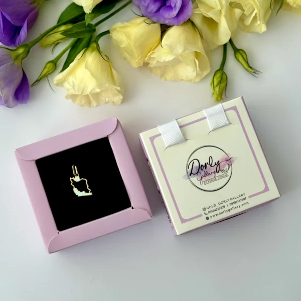 آویز طلا ایران خطی آبی میناکاری زنانه دخترانه کادویی