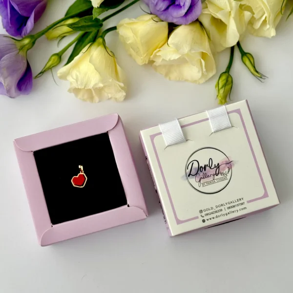 آویز طلا سوارفسکی قلب چند ضلعی قرمز مات زنانه دخترانه کادویی