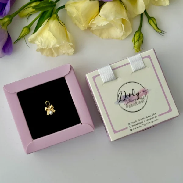 آویز طلا پاپیون نگین دار مرواریدی زنانه دخترانه کادویی