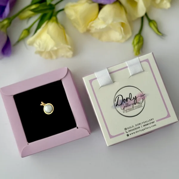 آویز طلا گوی سوارفسکی مروارید سفید صدفی زنانه دخترانه کادویی