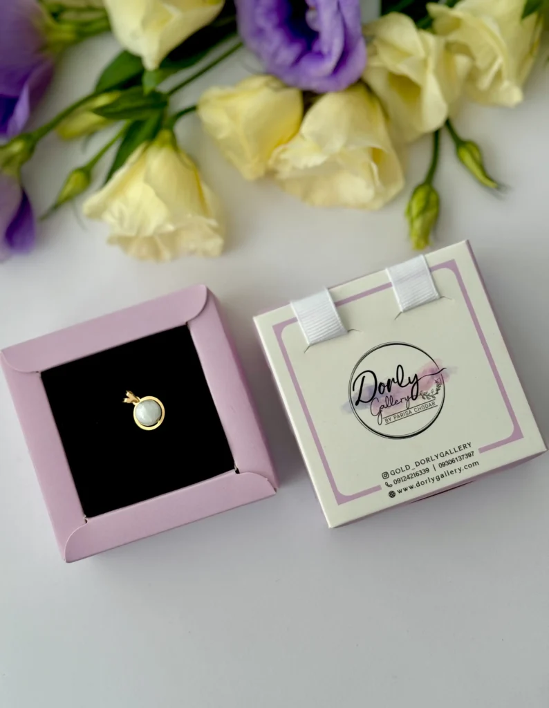 آویز طلا گوی سوارفسکی مروارید سفید صدفی زنانه دخترانه کادویی