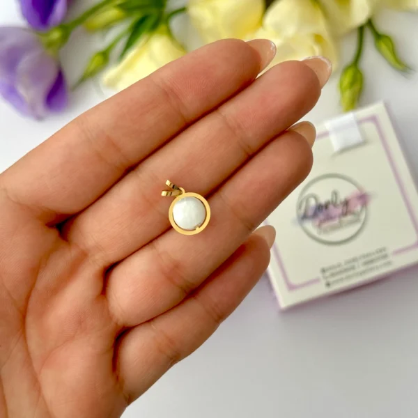 آویز طلا گوی سوارفسکی مروارید سفید صدفی زنانه دخترانه کادویی