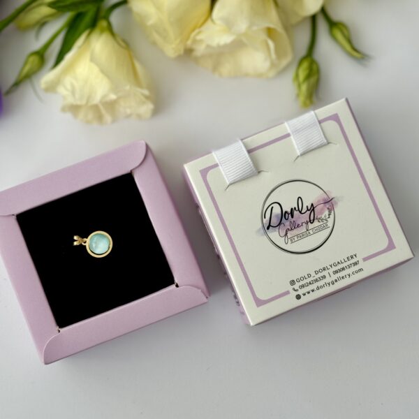 آویز طلا گوی سوارفسکی مروارید آبی پاستیلی زنانه دخترانه کادویی