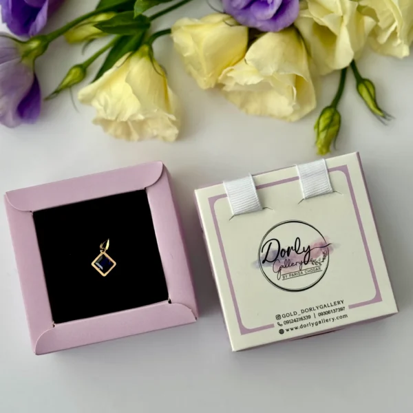 آویز طلا سوارفسکی مکعب آبی تیره زنانه دخترانه کادویی